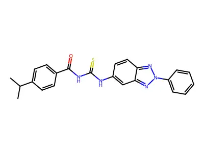 N-[(2-phenylbenzotriazol-5-yl)carbamothioyl]-4-propan-2-ylbenzamide structure