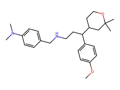 4-[[[3-(2,2-dimethyloxan-4-yl)-3-(4-methoxyphenyl)propyl]amino]methyl]-N,N-dimethylaniline structure