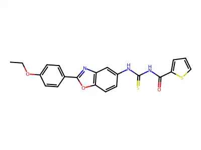 N-[[2-(4-ethoxyphenyl)-1,3-benzoxazol-5-yl]carbamothioyl]thiophene-2-carboxamide structure