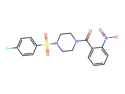 [4-(4-Fluorophenyl)sulfonylpiperazin-1-yl]-(2-nitrophenyl)methanone structure