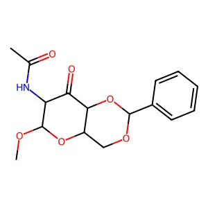 Methyl 2-acetamido-4,6-O-benzylidene-2-deoxyhexopyranosid-3-ulose structure