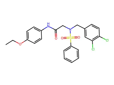 2-[benzenesulfonyl-[(3,4-dichlorophenyl)methyl]amino]-N-(4-ethoxyphenyl)acetamide structure