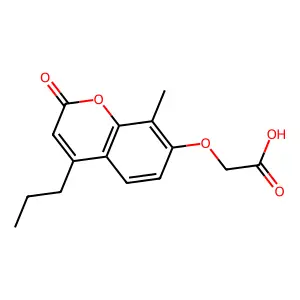 [(8-methyl-2-oxo-4-propyl-2H-chromen-7-yl)oxy]acetic acid structure