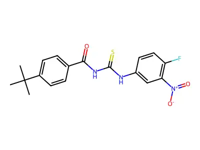 4-tert-butyl-N-[(4-fluoro-3-nitrophenyl)carbamothioyl]benzamide structure