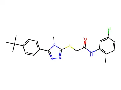 2-[[5-(4-tert-butylphenyl)-4-methyl-1,2,4-triazol-3-yl]sulfanyl]-N-(5-chloro-2-methylphenyl)acetamide structure