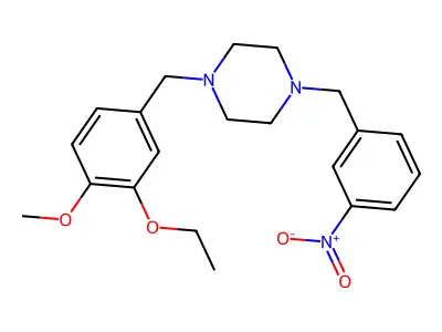 1-[(3-Ethoxy-4-methoxyphenyl)methyl]-4-[(3-nitrophenyl)methyl]piperazine structure