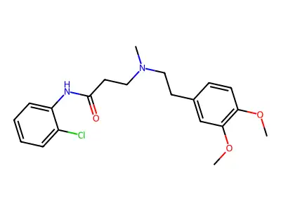 N-(2-chlorophenyl)-3-[2-(3,4-dimethoxyphenyl)ethyl-methylamino]propanamide structure