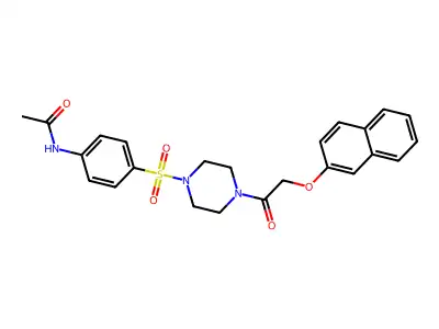 N-[4-[4-(2-naphthalen-2-yloxyacetyl)piperazin-1-yl]sulfonylphenyl]acetamide structure