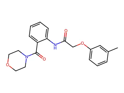 2-(3-methylphenoxy)-N-[2-(morpholine-4-carbonyl)phenyl]acetamide structure