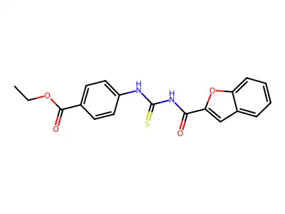 Ethyl 4-({[(1-benzofuran-2-ylcarbonyl)amino]carbothioyl}amino)benzoate structure