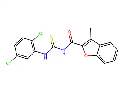 N-[(2,5-dichlorophenyl)carbamothioyl]-3-methyl-1-benzofuran-2-carboxamide structure