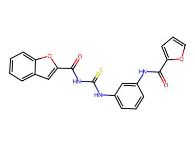 N-[[3-(furan-2-carbonylamino)phenyl]carbamothioyl]-1-benzofuran-2-carboxamide structure