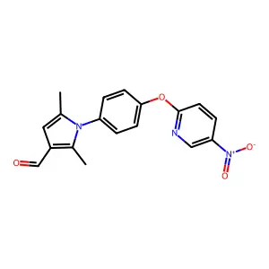 1-[4-({5-nitropyridin-2-yl}oxy)phenyl]-2,5-dimethyl-1H-pyrrole-3-carbaldehyde structure