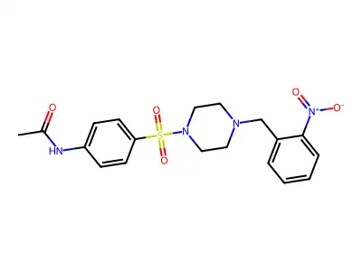 N-[4-[4-[(2-nitrophenyl)methyl]piperazin-1-yl]sulfonylphenyl]acetamide structure
