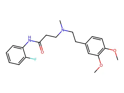 3-[2-(3,4-dimethoxyphenyl)ethyl-methylamino]-N-(2-fluorophenyl)propanamide structure