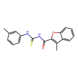 3-methyl-N-[(3-methylphenyl)carbamothioyl]-1-benzofuran-2-carboxamide structure