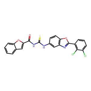 N-[[2-(2,3-dichlorophenyl)-1,3-benzoxazol-5-yl]carbamothioyl]-1-benzofuran-2-carboxamide structure