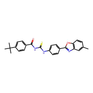 4-tert-butyl-N-[[4-(5-methyl-1,3-benzoxazol-2-yl)phenyl]carbamothioyl]benzamide structure