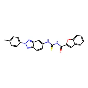 N-[[2-(4-methylphenyl)benzotriazol-5-yl]carbamothioyl]-1-benzofuran-2-carboxamide structure