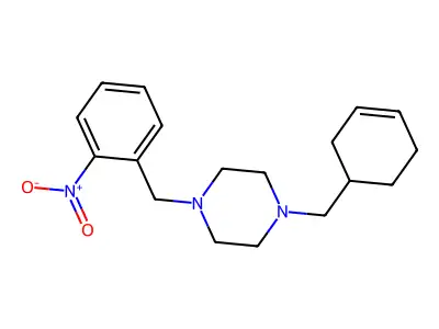 1-(Cyclohex-3-en-1-ylmethyl)-4-[(2-nitrophenyl)methyl]piperazine structure