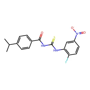 N-[(2-fluoro-5-nitrophenyl)carbamothioyl]-4-propan-2-ylbenzamide structure