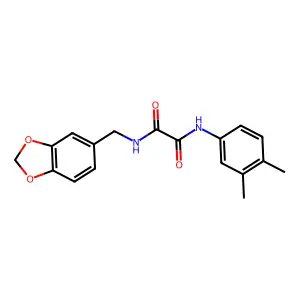 N-(1,3-benzodioxol-5-ylmethyl)-N'-(3,4-dimethylphenyl)oxamide structure