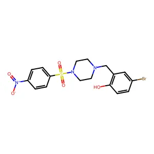4-Bromo-2-[[4-(4-nitrophenyl)sulfonylpiperazin-1-yl]methyl]phenol structure