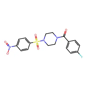 (4-Fluorophenyl)-[4-(4-nitrophenyl)sulfonylpiperazin-1-yl]methanone structure