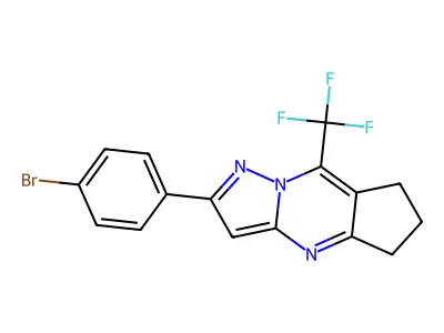 2-(4-bromophenyl)-8-(trifluoromethyl)-6,7-dihydro-5H-cyclopenta[d]pyrazolo[1,5-a]pyrimidine structure