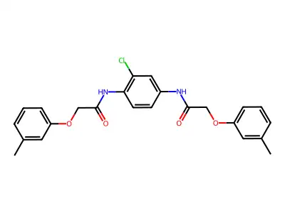 N,N'-(2-chlorobenzene-1,4-diyl)bis[2-(3-methylphenoxy)acetamide] structure