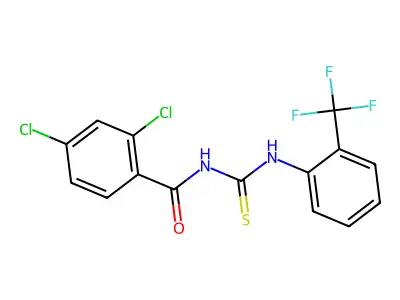 2,4-dichloro-N-[[2-(trifluoromethyl)phenyl]carbamothioyl]benzamide structure