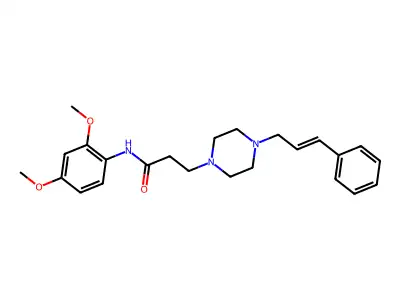 N-(2,4-dimethoxyphenyl)-3-[4-[(E)-3-phenylprop-2-enyl]piperazin-1-yl]propanamide structure