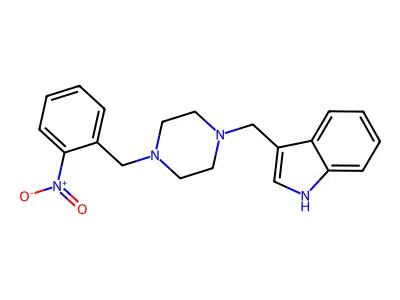 3-[[4-[(2-nitrophenyl)methyl]piperazin-1-yl]methyl]-1H-indole structure