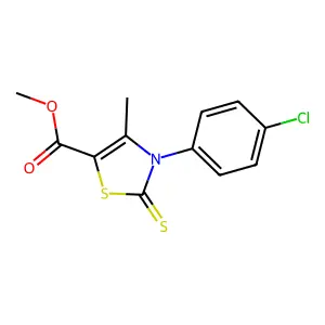 Methyl 3-(4-chlorophenyl)-4-methyl-2-sulfanylidene-1,3-thiazole-5-carboxylate structure