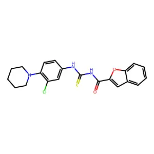 N-[(3-chloro-4-piperidin-1-ylphenyl)carbamothioyl]-1-benzofuran-2-carboxamide structure