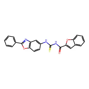 N-[(2-phenyl-1,3-benzoxazol-5-yl)carbamothioyl]-1-benzofuran-2-carboxamide structure