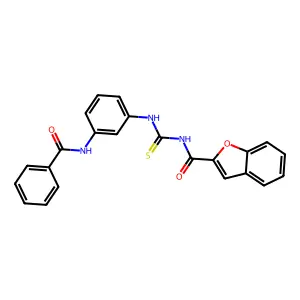 N-[(3-benzamidophenyl)carbamothioyl]-1-benzofuran-2-carboxamide structure