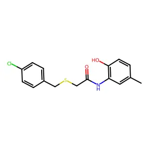 2-[(4-chlorobenzyl)sulfanyl]-N-(2-hydroxy-5-methylphenyl)acetamide structure