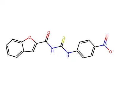 N-[(4-nitrophenyl)carbamothioyl]-1-benzofuran-2-carboxamide structure
