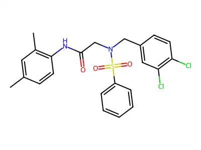 2-[benzenesulfonyl-[(3,4-dichlorophenyl)methyl]amino]-N-(2,4-dimethylphenyl)acetamide structure