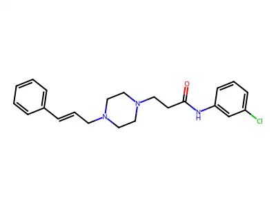 N-(3-chlorophenyl)-3-[4-[(E)-3-phenylprop-2-enyl]piperazin-1-yl]propanamide structure