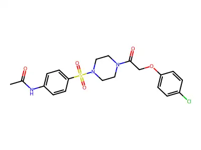N-[4-[4-[2-(4-chlorophenoxy)acetyl]piperazin-1-yl]sulfonylphenyl]acetamide structure