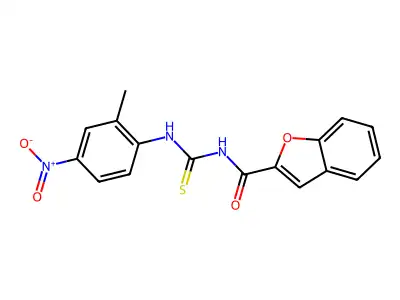 N-[(2-methyl-4-nitrophenyl)carbamothioyl]-1-benzofuran-2-carboxamide structure