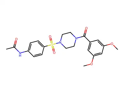 N-[4-[4-(3,5-dimethoxybenzoyl)piperazin-1-yl]sulfonylphenyl]acetamide structure