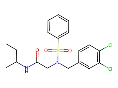 2-[benzenesulfonyl-[(3,4-dichlorophenyl)methyl]amino]-N-butan-2-ylacetamide structure