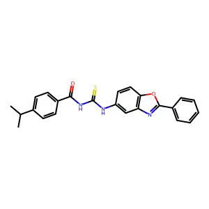 N-[(2-phenyl-1,3-benzoxazol-5-yl)carbamothioyl]-4-propan-2-ylbenzamide structure