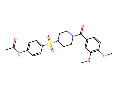 N-[4-[4-(3,4-dimethoxybenzoyl)piperazin-1-yl]sulfonylphenyl]acetamide structure