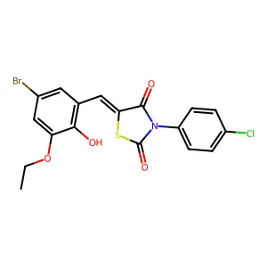 5-(5-bromo-3-ethoxy-2-hydroxybenzylidene)-3-(4-chlorophenyl)-1,3-thiazolidine-2,4-dione structure
