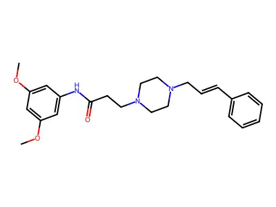 N-(3,5-Dimethoxy-phenyl)-3-[4-(3-phenyl-allyl)-piperazin-1-yl]-propionamide structure