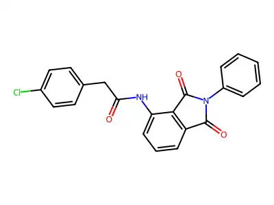 2-(4-chlorophenyl)-N-(1,3-dioxo-2-phenylisoindol-4-yl)acetamide structure
